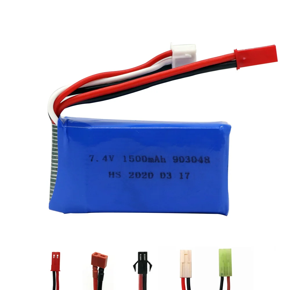 7.4V 1500mah LiPo Battery 903048 JST/SM/EL-2P Plug For Wltoys V353 A949 A959 A969 A979 k929 7.4 V Battery For RC toys Cars parts