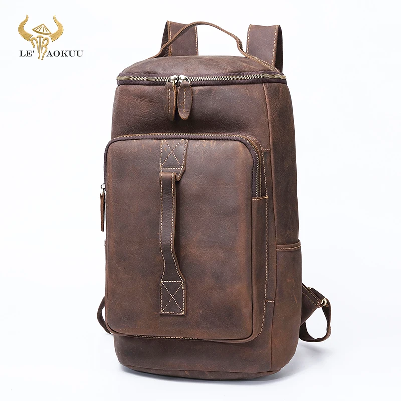 

Design Men Male Real Genuine Leather Large Capacity Travel University College School Book Laptop Bag Backpack Daypack Women 3058