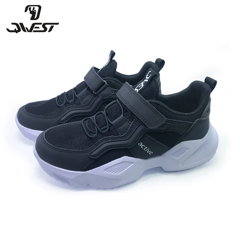 QWEST-zapatos deportivos de ocio para niños, zapatillas de deporte con gancho y bucle para exteriores, talla 31-37, envío gratis, 201K-NQ-1624