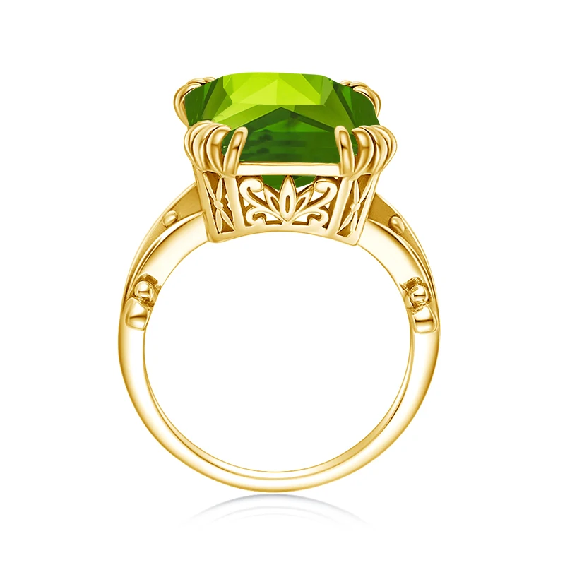 14K Goldfarbener Natürlicher Peridot-Ring 925 Sterling Silber Ringe für Frauen Hochzeit Verlobung Edelsteine Silber 925 Schmuck Original – Detail 4