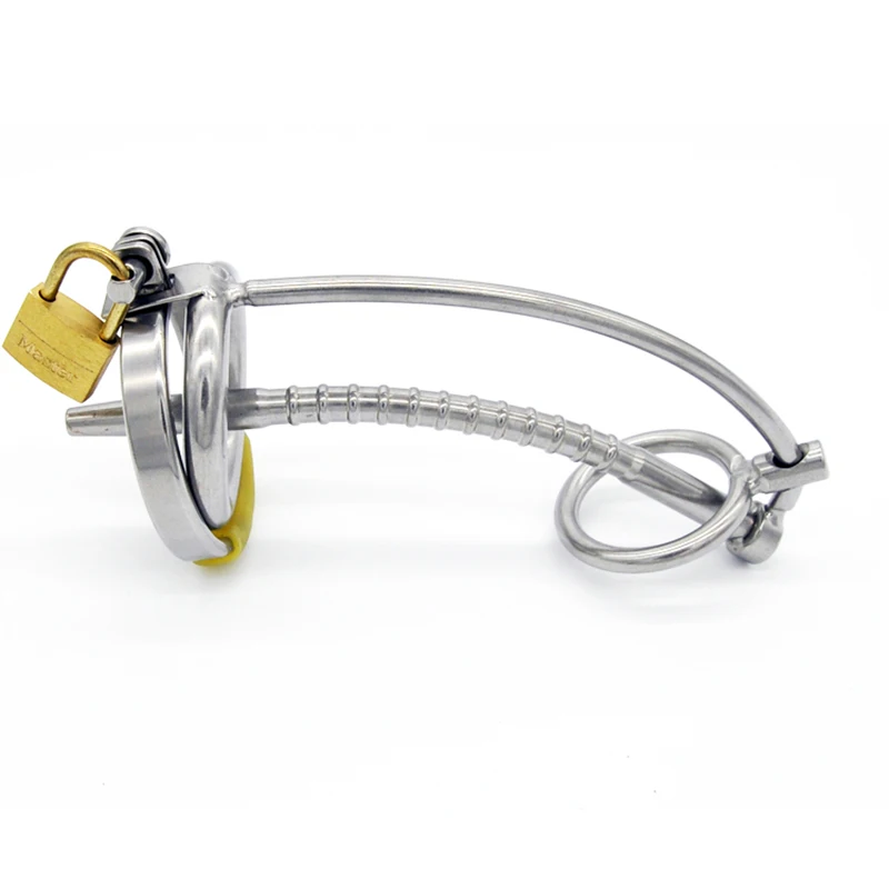 3 Ring Stainless Steel Male Chastity Device/Belt with Catheter,Cock Cage,Penis Ring,Penis Lock,Adult Game,Cock Ring A060