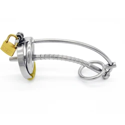 3 Ring Stainless Steel Male Chastity Device/Belt with Catheter,Cock Cage,Penis Ring,Penis Lock,Adult Game,Cock Ring A060