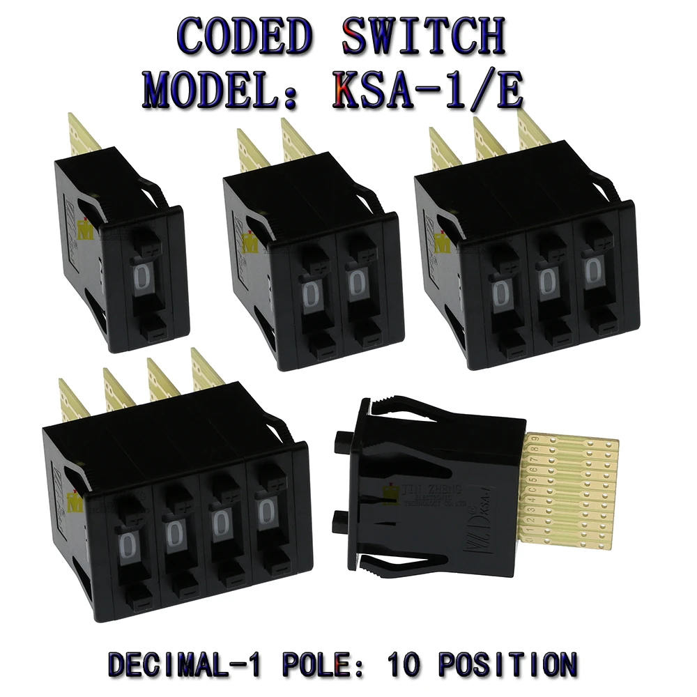 KSA-1/E BCD-Code, binäre Ausgangsschalter/Daumenradschalter, 0–9 °C, vergoldeter Klemmenblock, 0–9 Ziffern, Dezimalcode, Beige, Schwarz