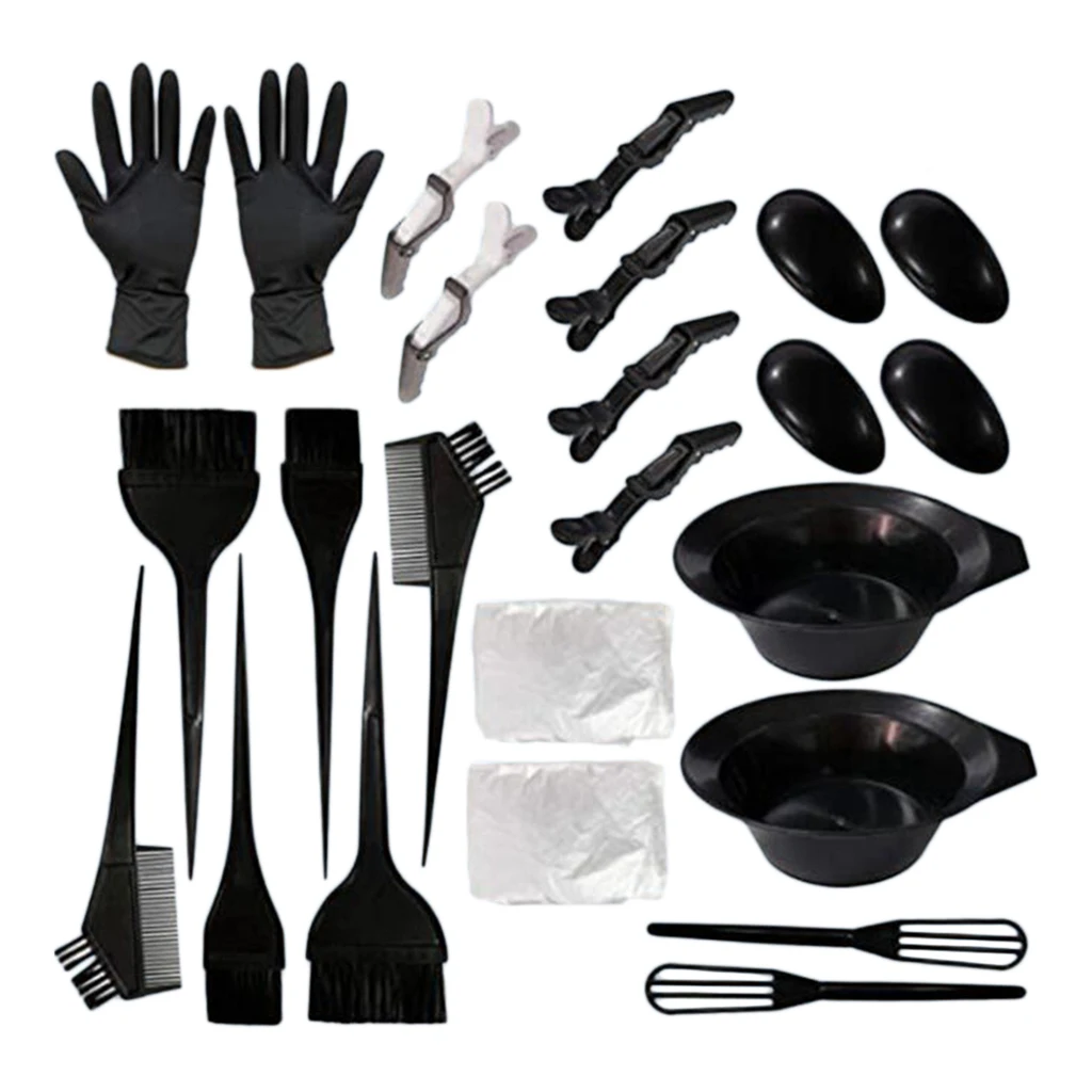 24/set Hair Coloring Mixing Bowl Salon Hair Brush Comb Earcap Hair Clips Dyeing Cape Barber Kit Hair Tint Tool Hair Dye Kit