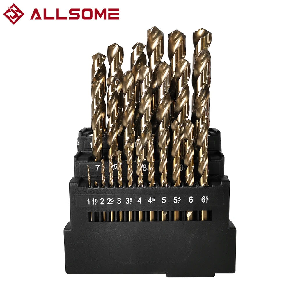 ALLSOME M42 HSS Twist Drill Bit Set 3 Edge Head 8% High Cobalt Drill Bit for Stainless Steel Wood Metal Drilling