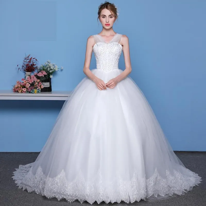 2024 Wedding Dress Off The Shoulder Vestido De Noiva Wedding Gown Train Bridal Tulle Mariage Clear Stock Size 6