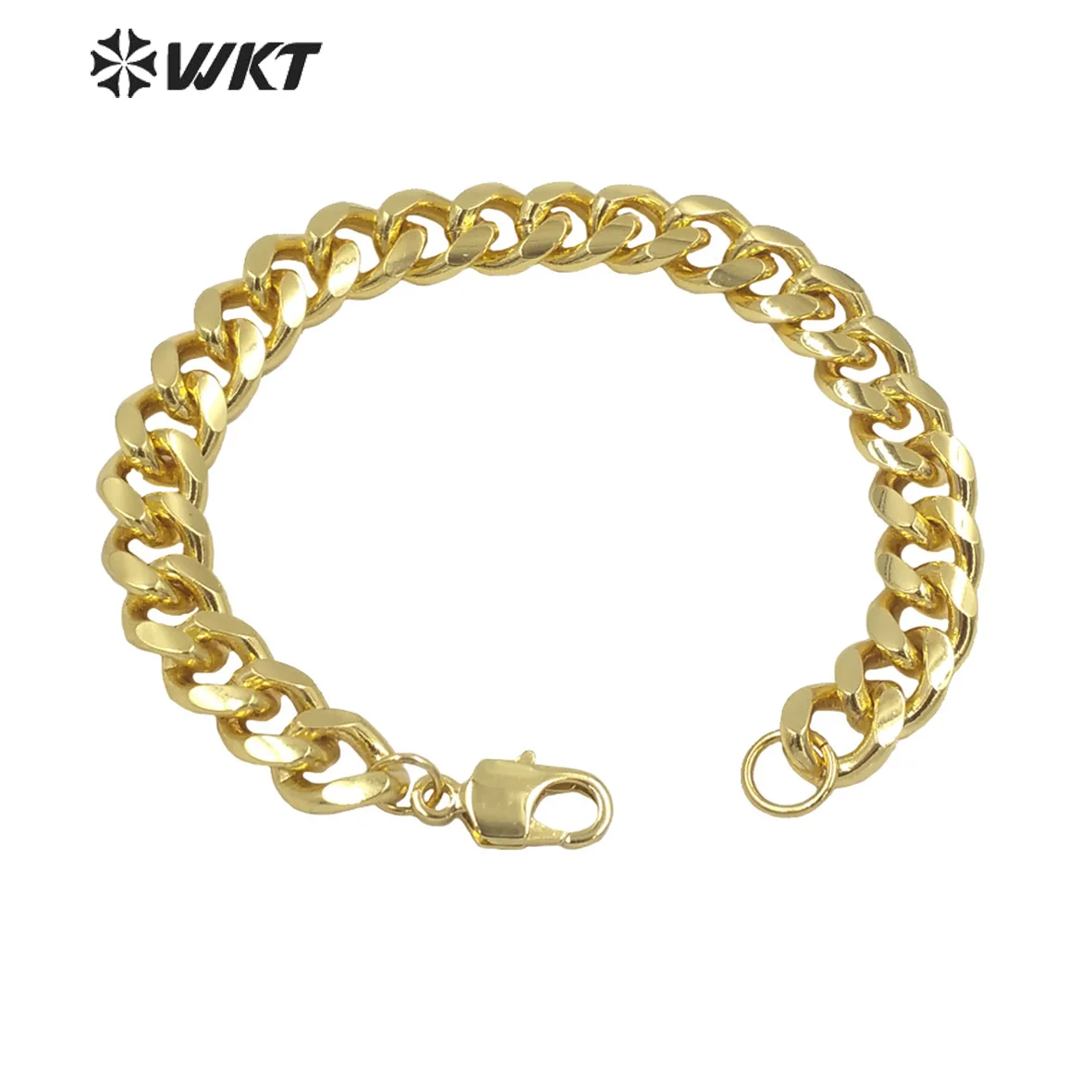 WT-B572 Wholesale Fashion Women Gold Electroplated Big Chunky Chain Bracelet Simple Design Metal Jewelry Resist Tarnishable