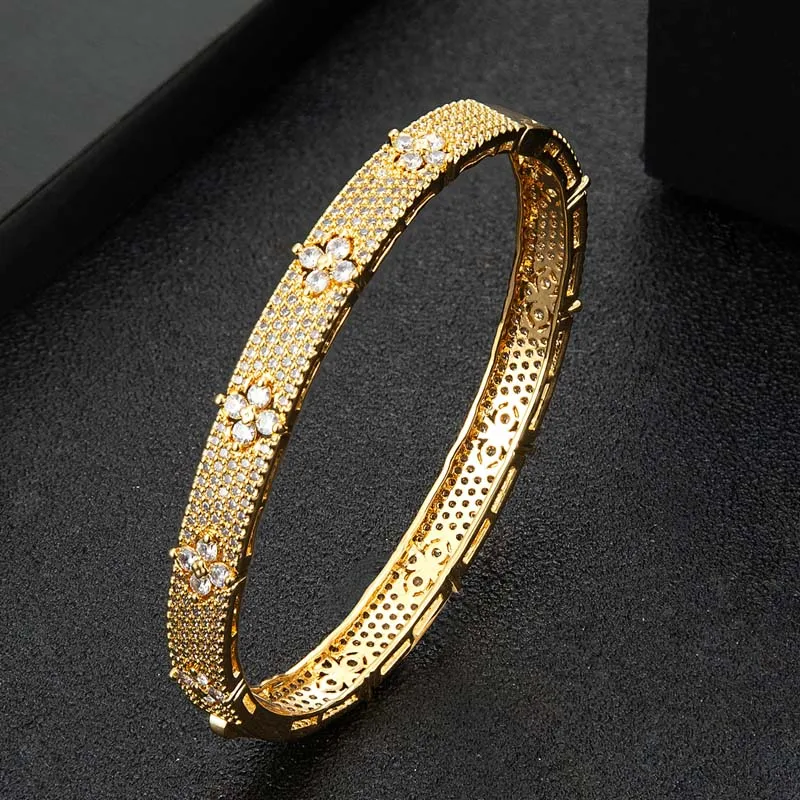 

Zlxgirl jewelry women size Dubai gold bracelet copper wedding jewelry fine AAA Cubic zirconia bangle couple gifts free shipping