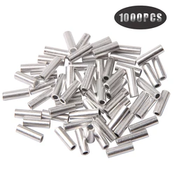 1000Pcs White Round Aluminum Fishing Tube Fishing Wire Pipe Crimp Sleeves Connector Fishing Line Accessories Tool
