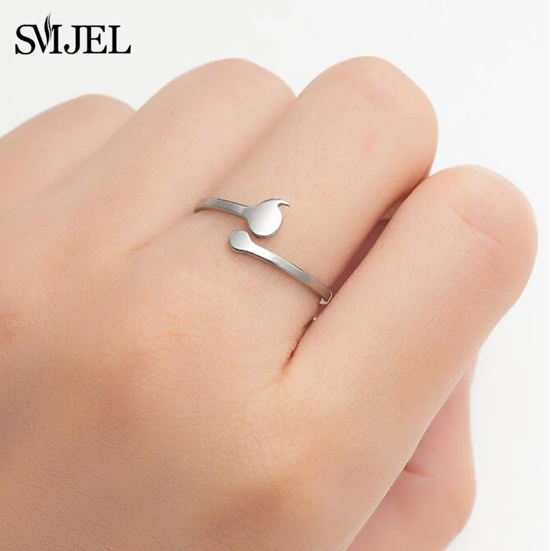 Creative Semicolon Design Opening Wave Rings For Women Men Stainless Steel Inspirational Jewelry Graduate Gifts For Lover Gifts