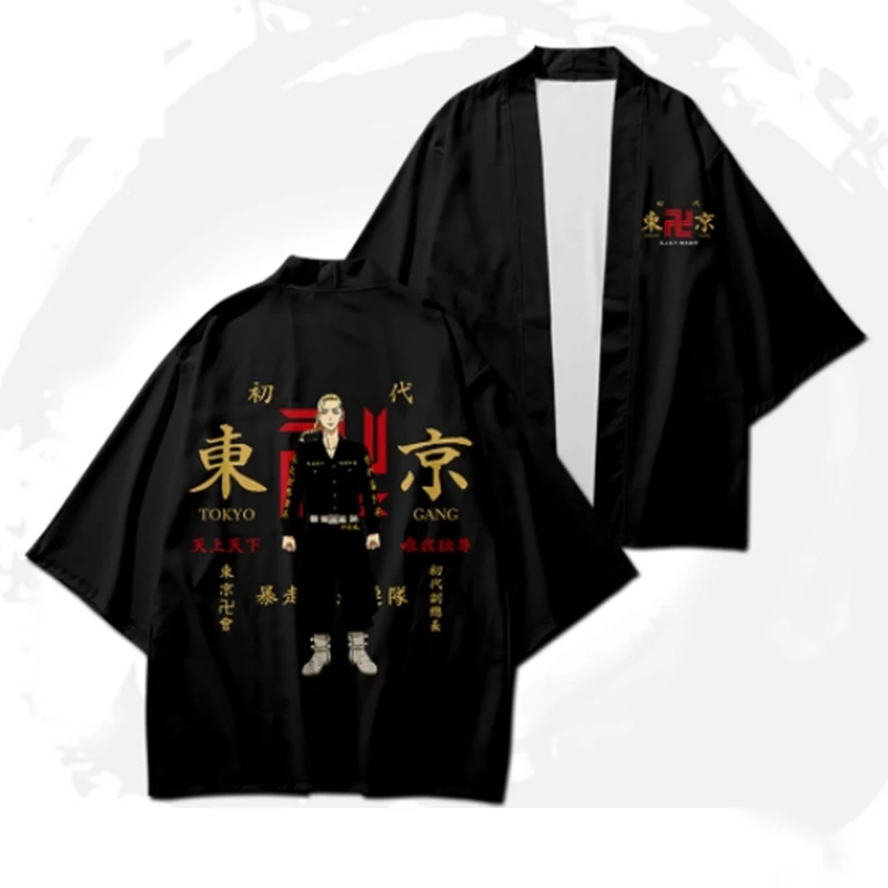 Camiseta de Anime de Los Vengadores de Tokio para hombre, ropa de Cosplay, capa de Draken Manji Gang, Haori Kimono, manga corta, Verano