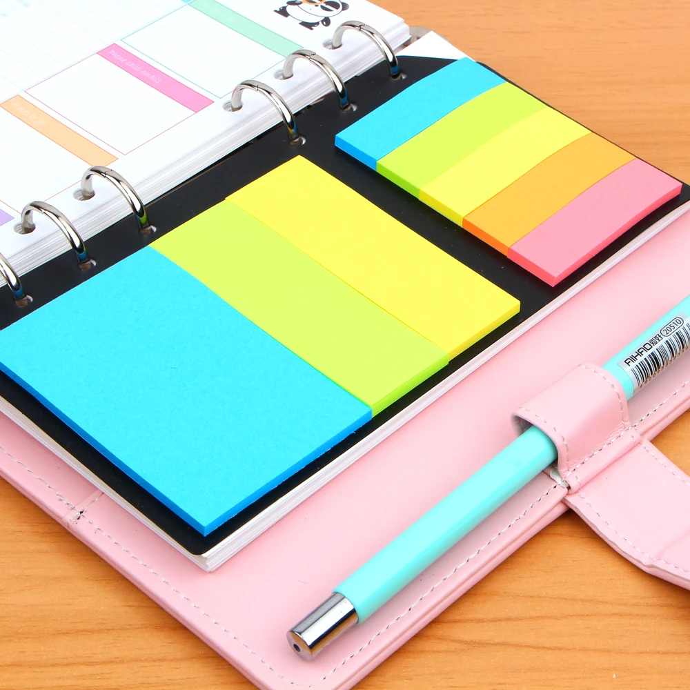 Bloc de notas Sticky Post Filofax, suministros de oficina, papelería para rascar, índice fluorescente arcoíris, Bloc de notas