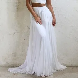 White Long Skirts A-line Floor Length With Train Elegant Women Formal Wear Special Occasion Sizes Available Long Skirts