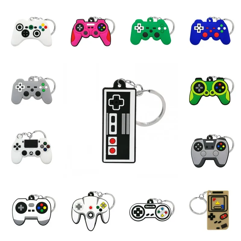 1PCS PVC hot sale key chain Game Handle key rings Helmet cartoon game controllers key holder fit men women car keys pendants