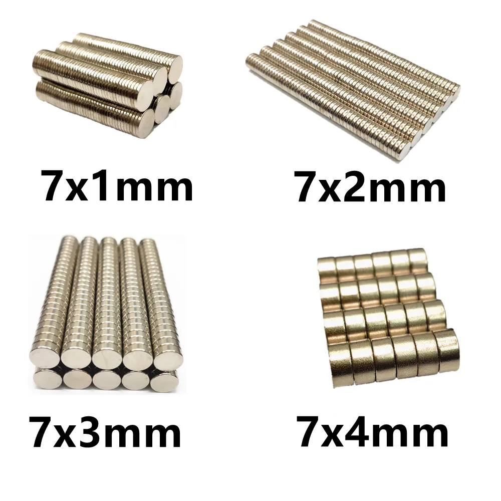 

10 20 50PCS/LOT NdFeB Magnet 7*1 7*2 7*3 7*4 N35 Disc MAGNET 7x1 7x2 7x3 7x4 Round Speaker Neodymium magnets