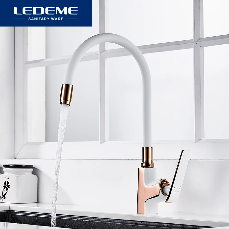 LEDEME Kitchen Faucet Single Handle Free Direction Of Rubber Tube Cold and Hot Water Mixer Tap L4074-2 L4074B-2 L4074WR-3