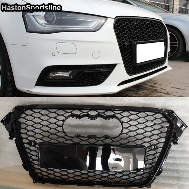 Grade de corrida ABS frontal para carro, grelha preta, acessórios para carro, A4 S4, linha S, estilo B8.5 a RS4, 2013-2015