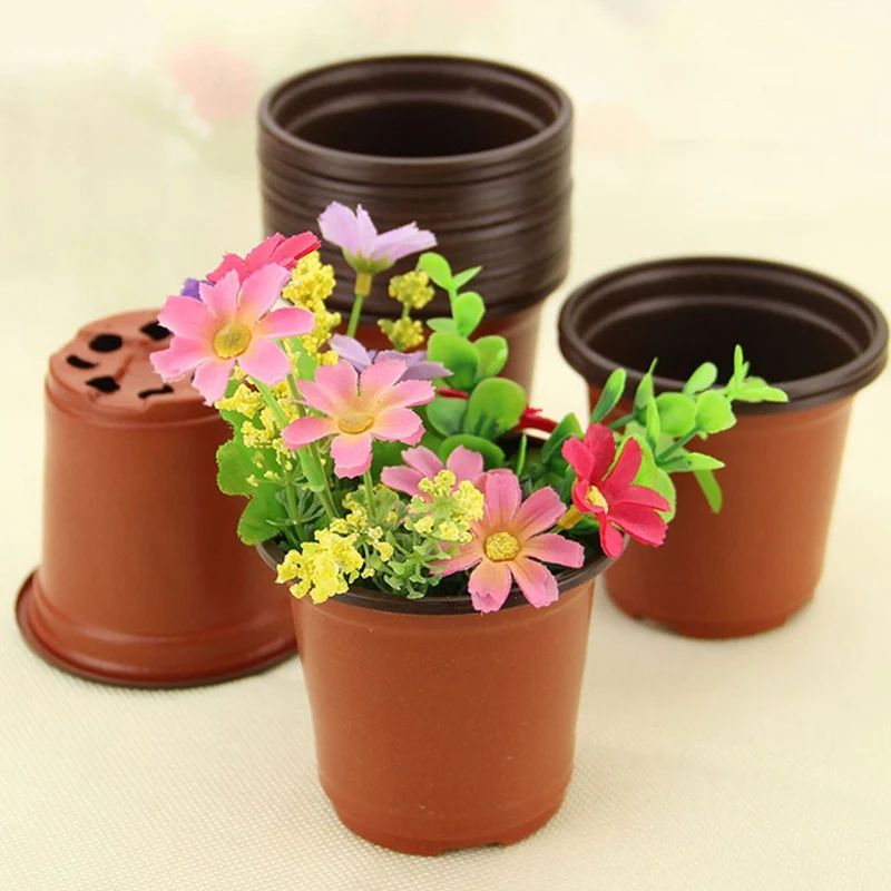 50pcs plastica vivaio vaso pianta piantine di fiori vasi leggero bicolore fiore pianta contenitore semi coltivazione fioriere da giardino