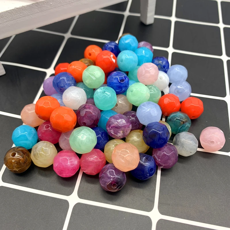 New 12/14 mm Bracelet Accessories  Imitation Natural Stone Round Section Acrylic Beads Clouds Effect Beads For Jewelry Makeing