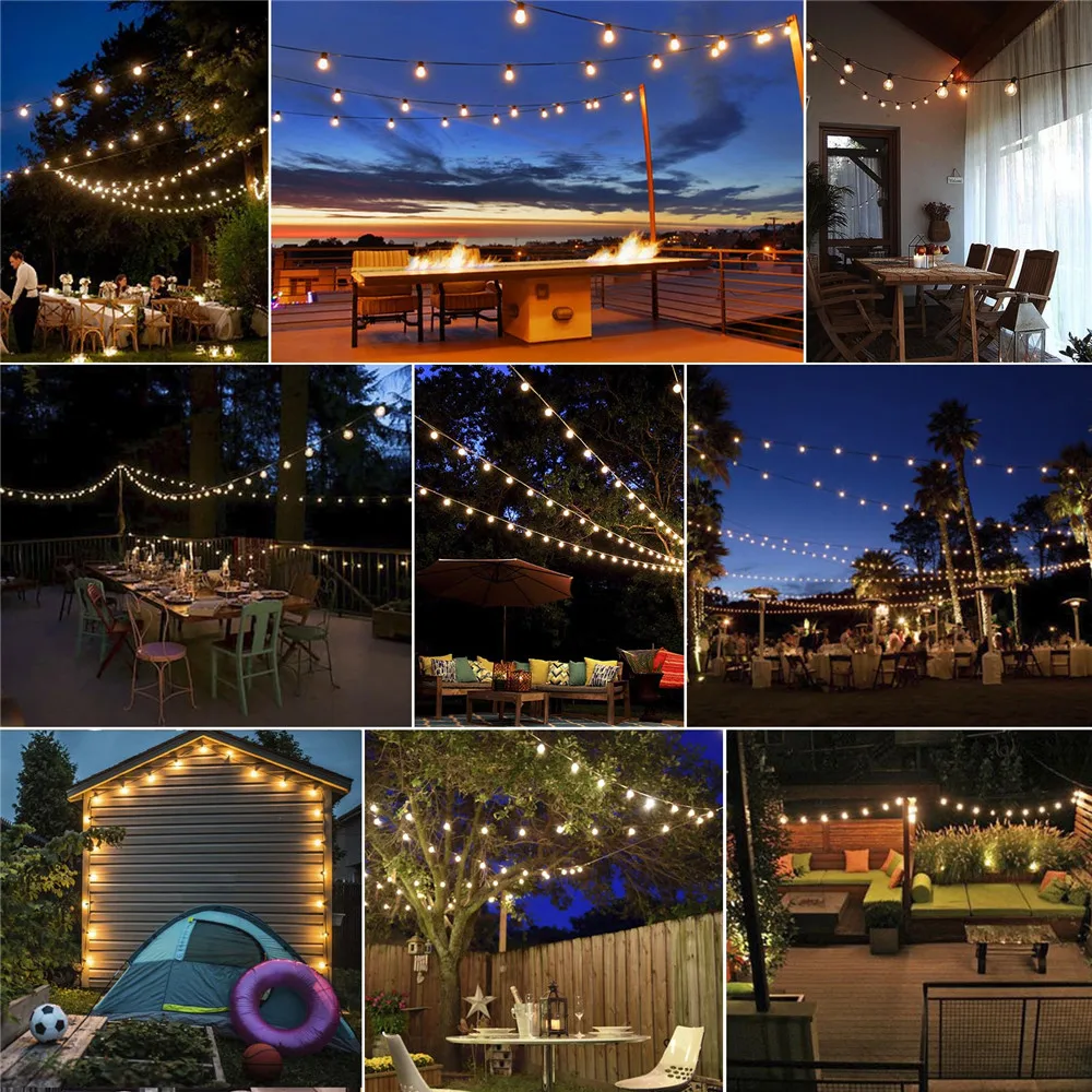 30M LED Fairy String Light Globe Party Garland Light G40 Festoon Light Warm White Wedding Decoration Light For Outdoor Backyard