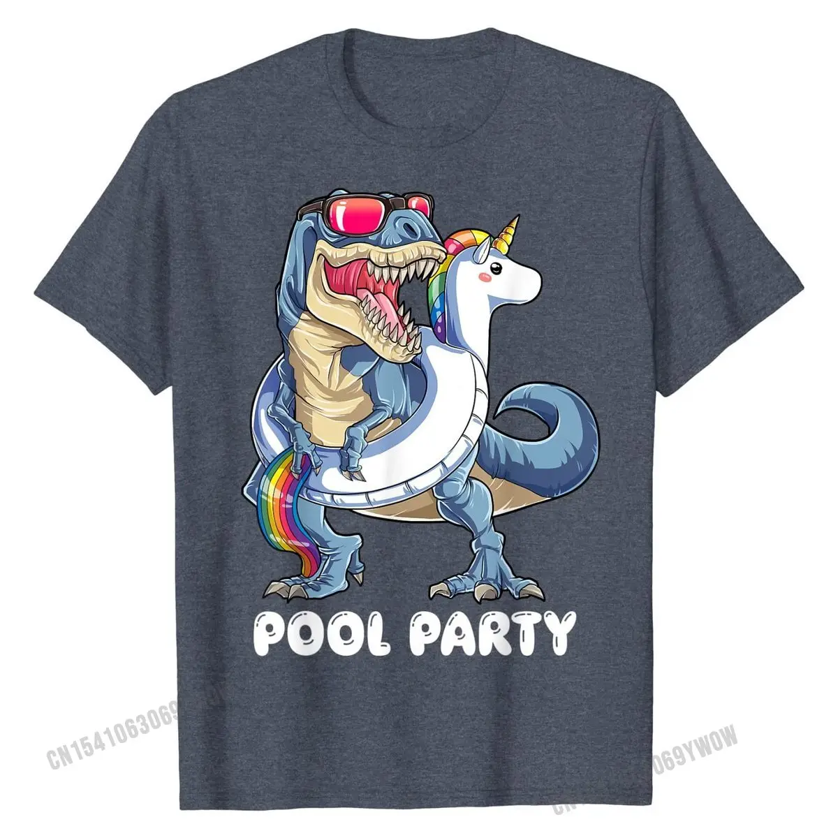 Pool Party Dinosaur Unicorn T shirt T rex Float Rainbow Gift T-Shirt Men Cute Printed On Tops T Shirt Cotton Tshirts Casual