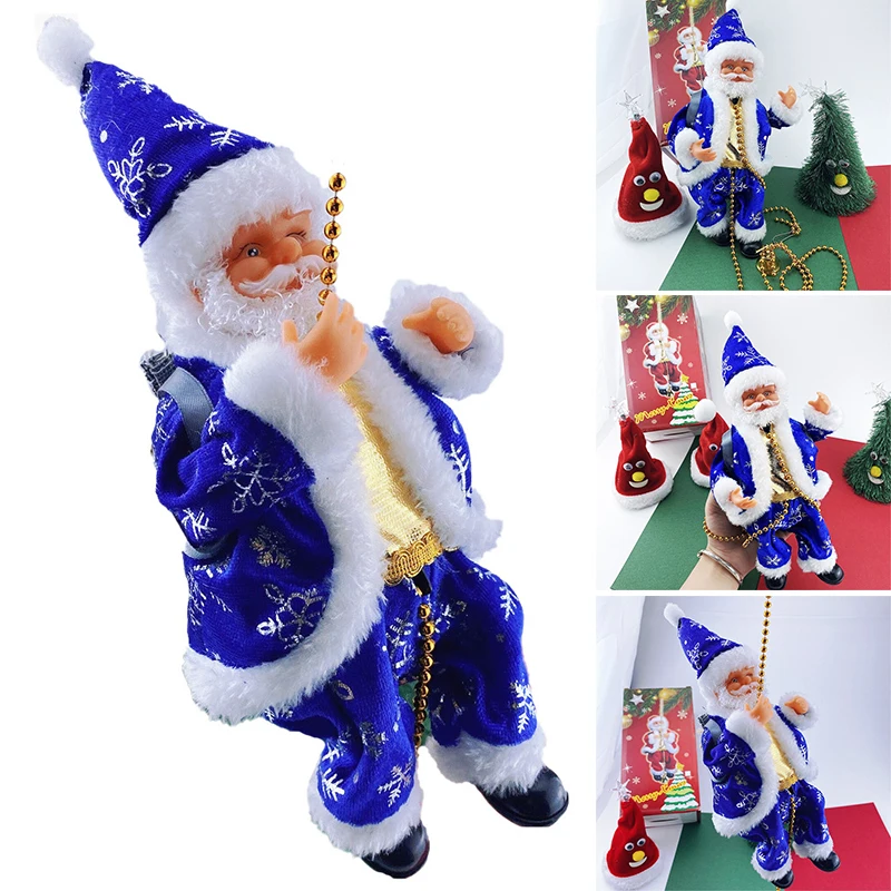 

Electric Santa Claus Toy Musical Climbing Rope Hanging Plush Doll Novelty Christmas Gifts for Children E2S