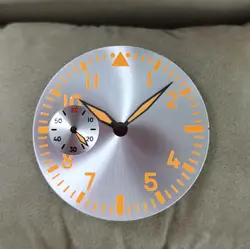 Watch parts watch dial 39mm silvery dial orange Watch hand orange number yellow luminous Suitable for eta6497 6498 / ST36