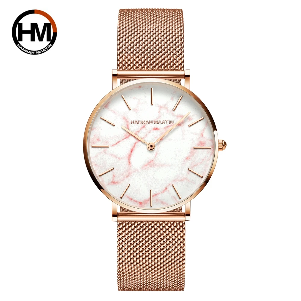 2021New Rose Gold Women\'s Wristwatch Casual Simple Japanese Movement Fashion Design Mesh Belt Waterproof Quartz Women\'s Watches