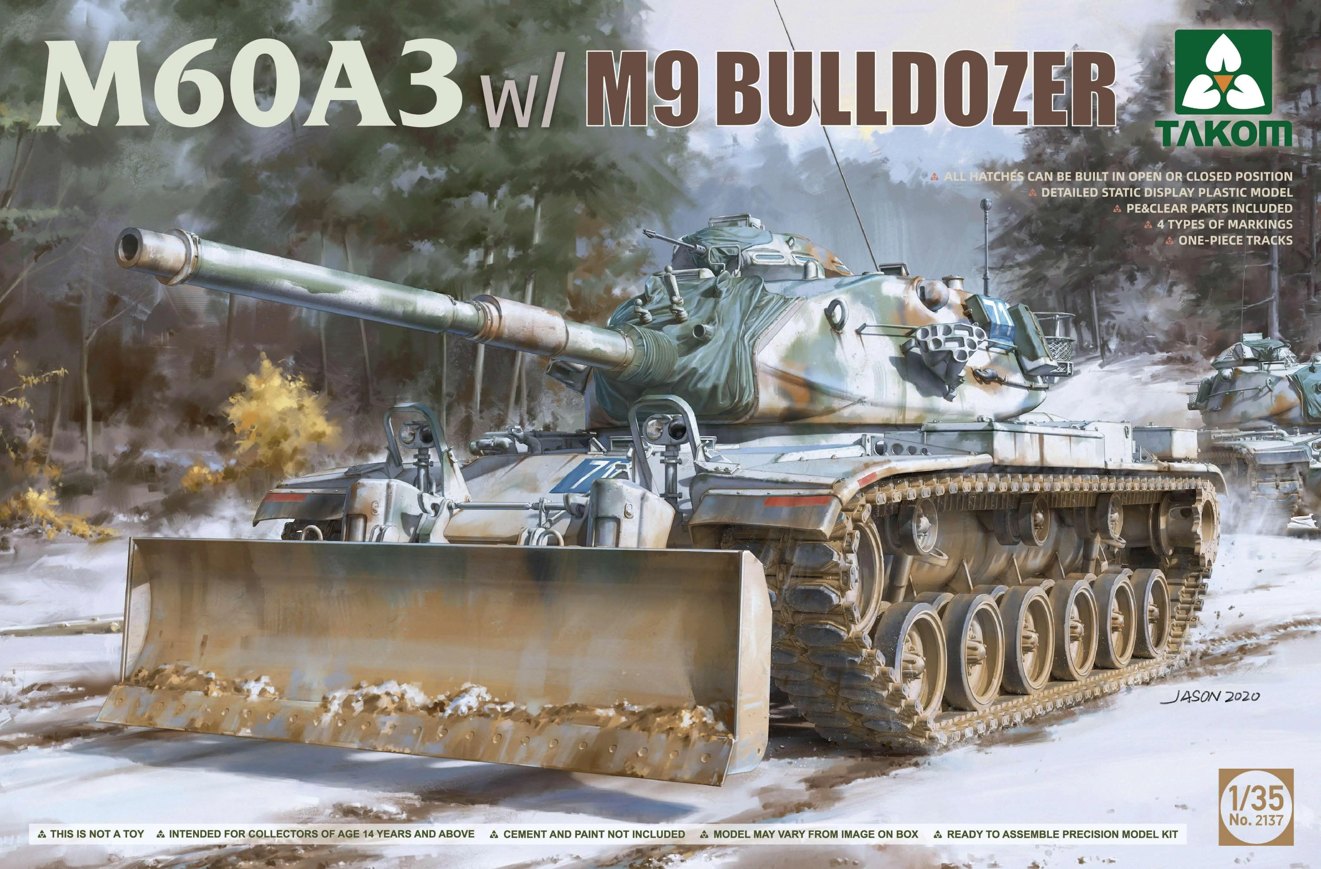 

TAKOM 2137 1:35 M60A3 w/M9 BULLDOZER Plastic model kit