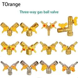 1/2 in Copper Ball Valve Fittings Gas Pipeline Tee Socket Connector Switch Core Pipe Junction for Liquid Propane Gas