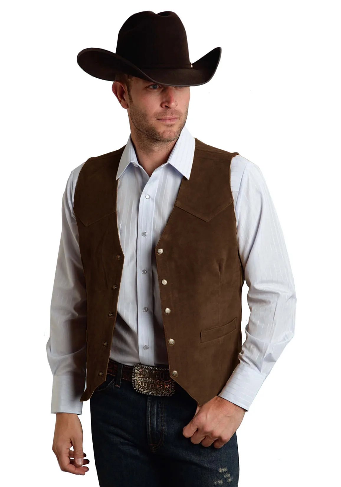 Men's Cow Leather Western Denim Suit Vest Steampunk Style Waistcoat Single Breasted Chaleco Hombre