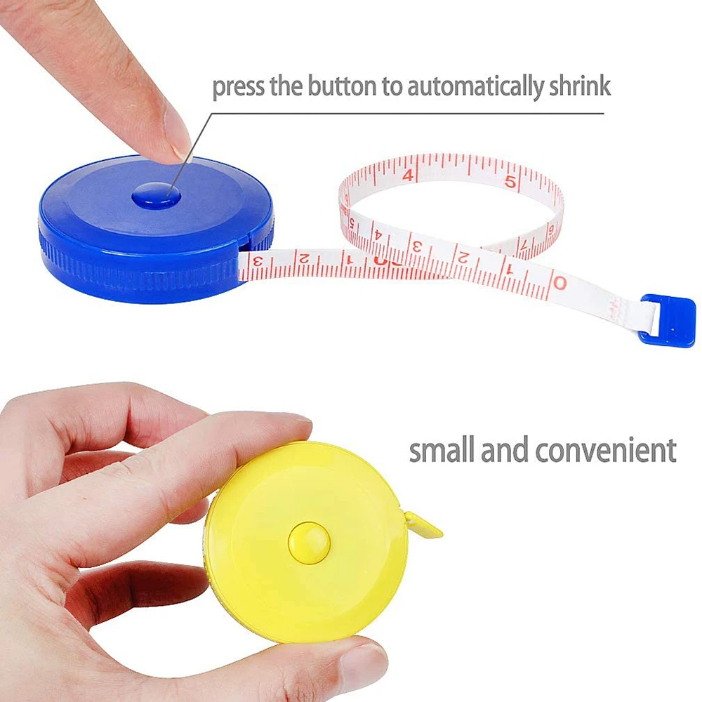 60 Inch /150cm Push Button Tape Body Measuring Soft Retractable for Sewing Double-Sided Tailor Cloth Ruler DIY Sewing Supplies