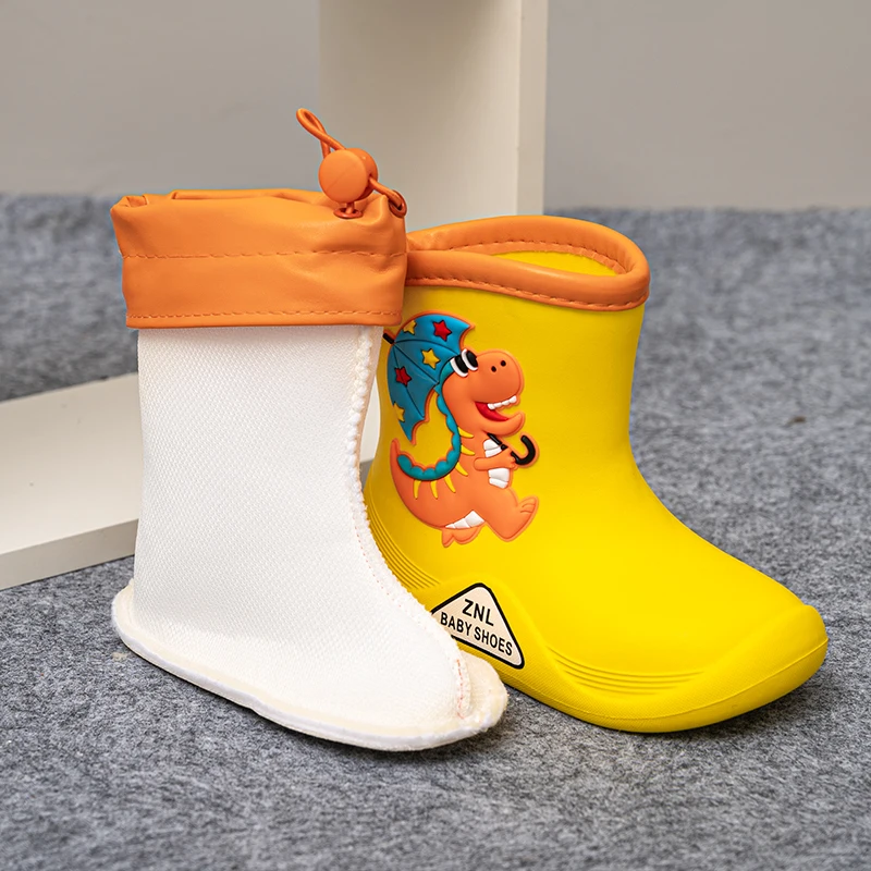 Removable Plush Rain Boots Toddler Waterproof Children Shoes Eva Lightweight Warm Kids Water Shoes For Four Seasons