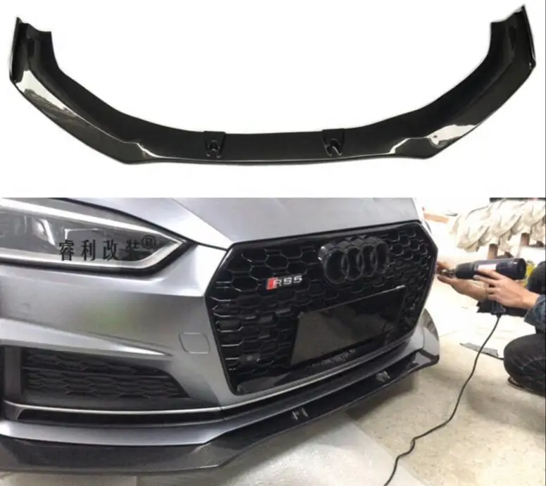 Car Carbon Fiber Front +Rear Bumper Lip Spoiler Auto Car Diffuser Fits For AUDI A5 S5 RS5 4-door 2017 2018