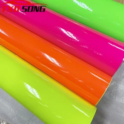 Rollo de vinilo adhesivo para coche, adhesivo fluorescente de neón, amarillo, Rosa, Verde y naranja, 50CM x 200/300/500CM, sin burbujas de aire