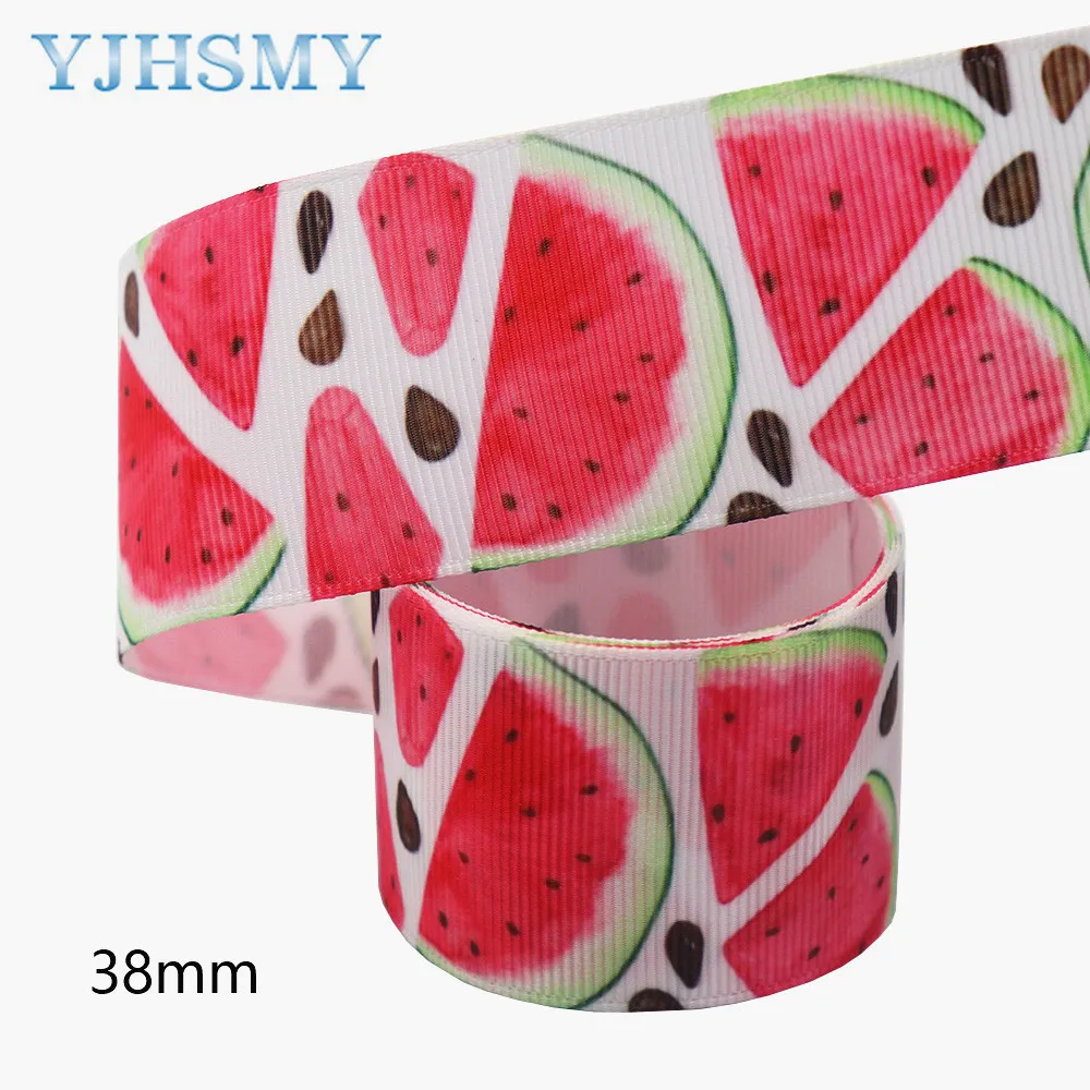 1-1/2 inch 1 inch 5 Yards Watermelon Printed Grosgrain Ribbon Summer Ribbon for DIY Hair Accessories Gift Packaging Party