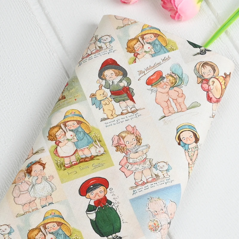 Newest Cartoon Girl Print Cotton Sewing Fabric By The Yard,DIY Quilting Needlework Material,Sew Dress Children Clothes Fabrics