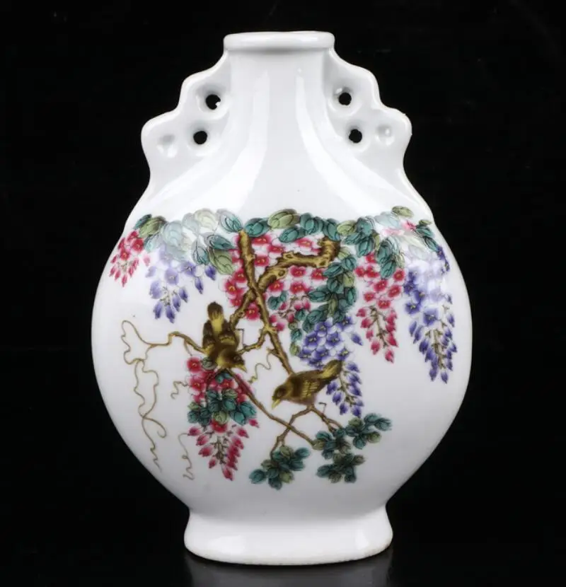 China Colored glaze ceramic flat vase crafts statue