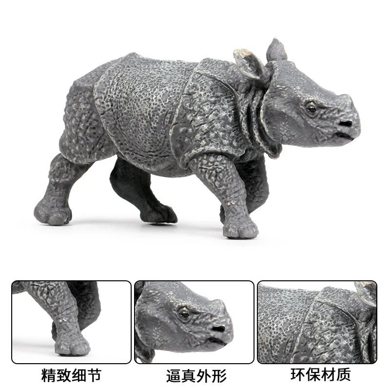 Africa Rhinos Kids Plastic Wild Animals Toys for Children Zoo Animal Figures Model Set PVC Rhinoceros Toys Figurine