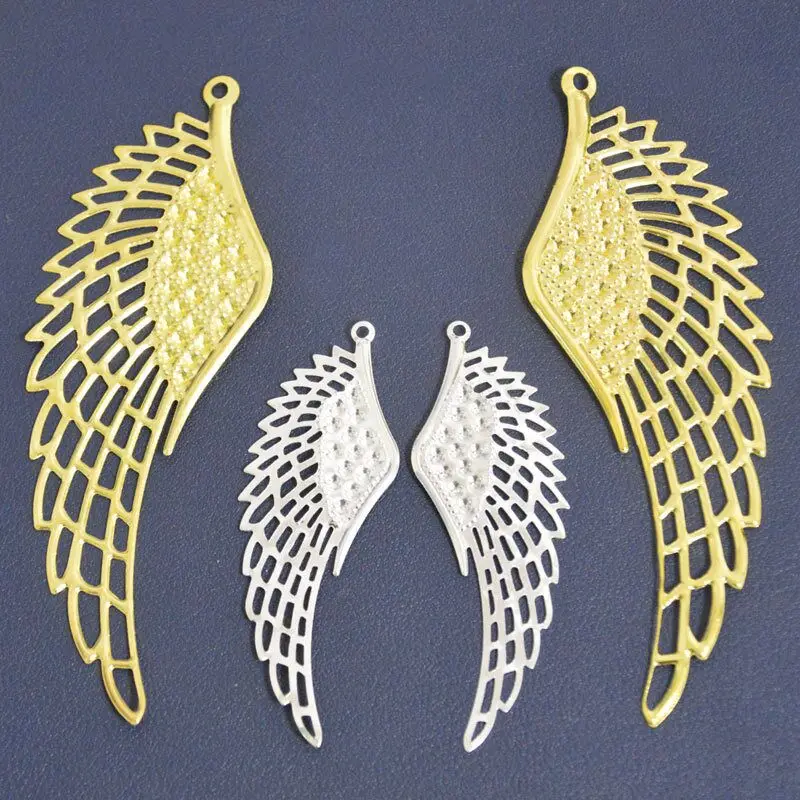 2-10Pcs Wing Filigree Wraps Connectors Metal Crafts Gift Hair Jewelry Accessories Ancient Fashion Decorative Findings