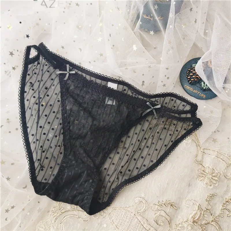 2021 European Cotton Underwear Sexy Lace Panties Low Waist Hollow Out Dot Briefs Seamless Comfortable Briefs Female Lingerie