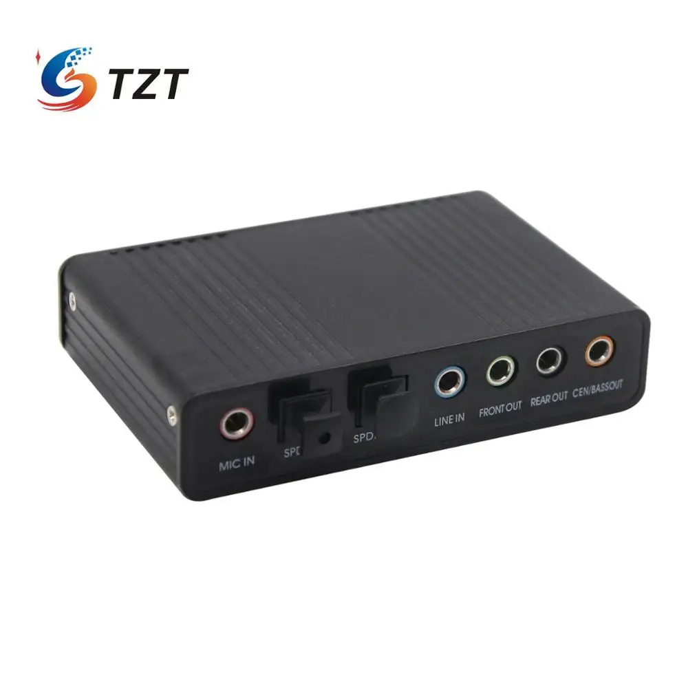 

TZT USB External S/PDIF Optical Sound Card Stereo Channel 5.1 DAC Audio Line In 6 Channel External Sound Card