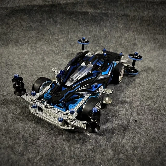 Tamiya Mini 4WD Auto mit CNC MS Innen aufhängung Chassis am Kopf 