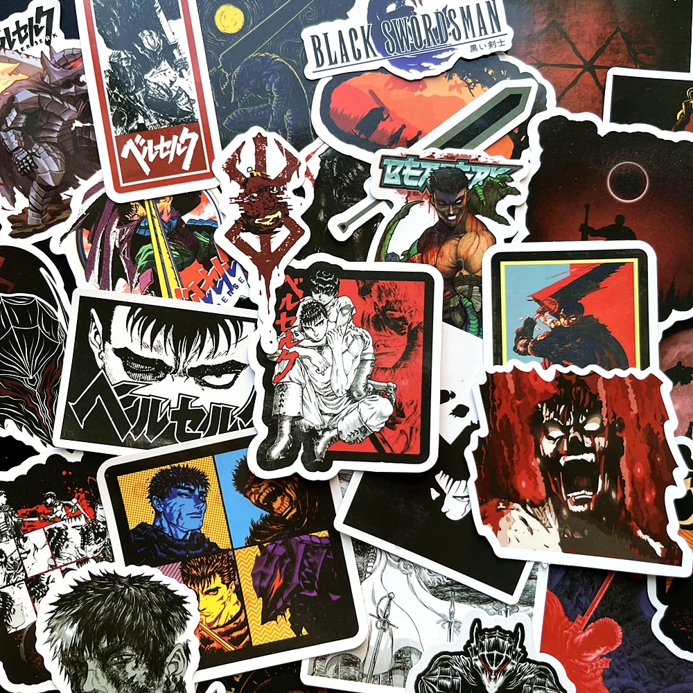 50PCS Military Anime BERSERK Pvc Waterproof Stickers For DIY Waterproof Decal Kid Toy Phone Luggage Laptop Motorcycle Guiter