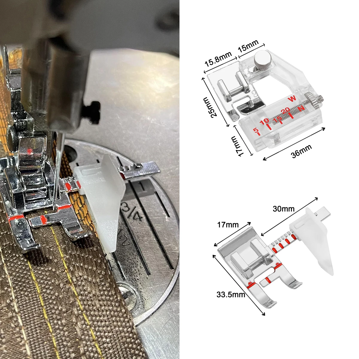 High Quality Sewing Machine accessories Adjustable Guide Presser Foot and Snap-on Adjustable Bias Binder Foot For Brother/Singer