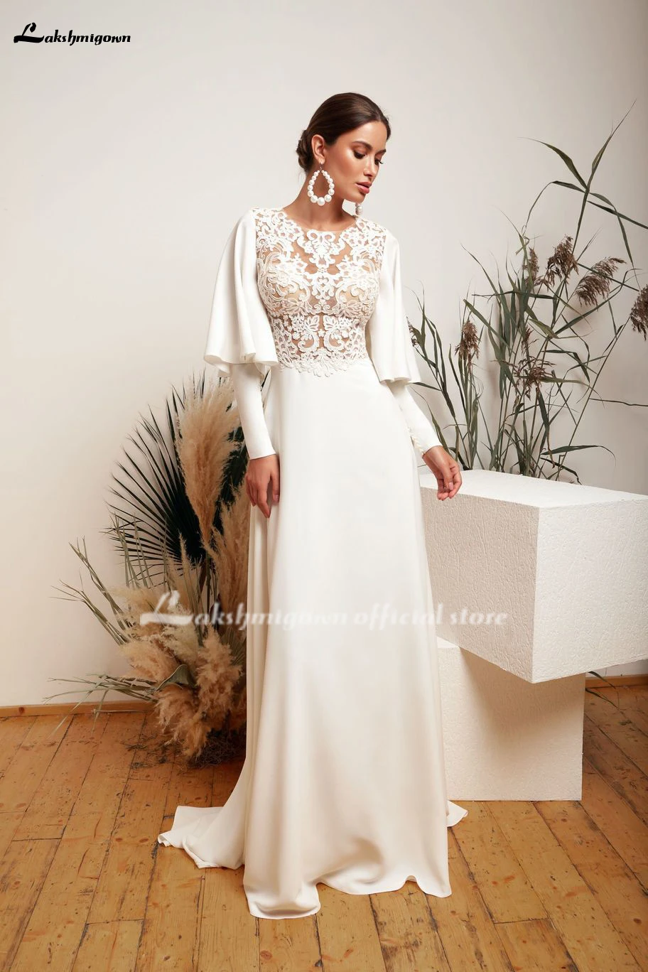 Abiti da sposa – robe De mariée blanche ivoire, manches bouffantes, ligne A, robes De mariée tachées, Appliques en dentelle, 2022