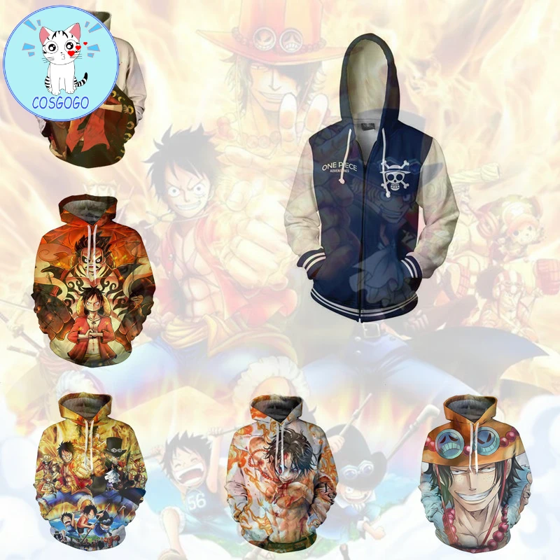 

COSGOGO Anime Cosplay Monkey D. Luffy Hoodie Men and Women Casual Sports Sweater Costume New