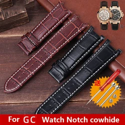 Slub pattern notch leather watch strap suitable for GC  gu-ess  Pasha male bracelet 20 22mm notch end watc h band