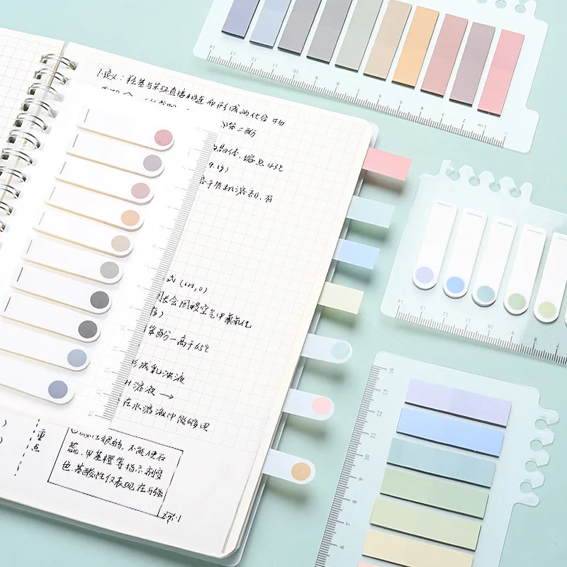 200/120/60 Sheets Morandi Color Memo Pad PET Waterproof Writable Classification Label Sticker Sticky Notes Index Cute Stationery