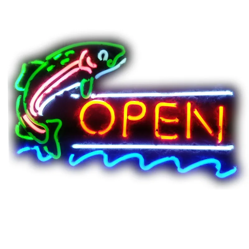 Neon Sign for Two carps Neon Bulb sign fish handcraft Hotel neon signboard neon art wall lights anuncio luminos with clear board